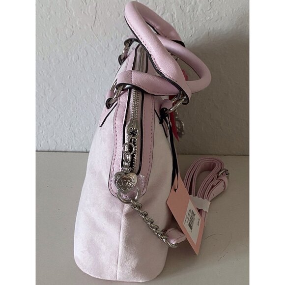Juicy Couture Girlie Royalty Dome Satchel Crossbody Chiffon Pink Velour W/Charm - Picture 8 of 13